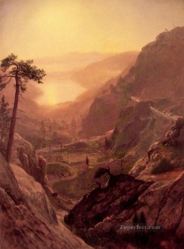  albert - View of Donner Lake Albert Bierstadt Mountain